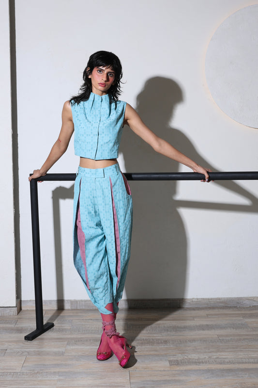 Meguro Crop Top & Double Panel Pants Set