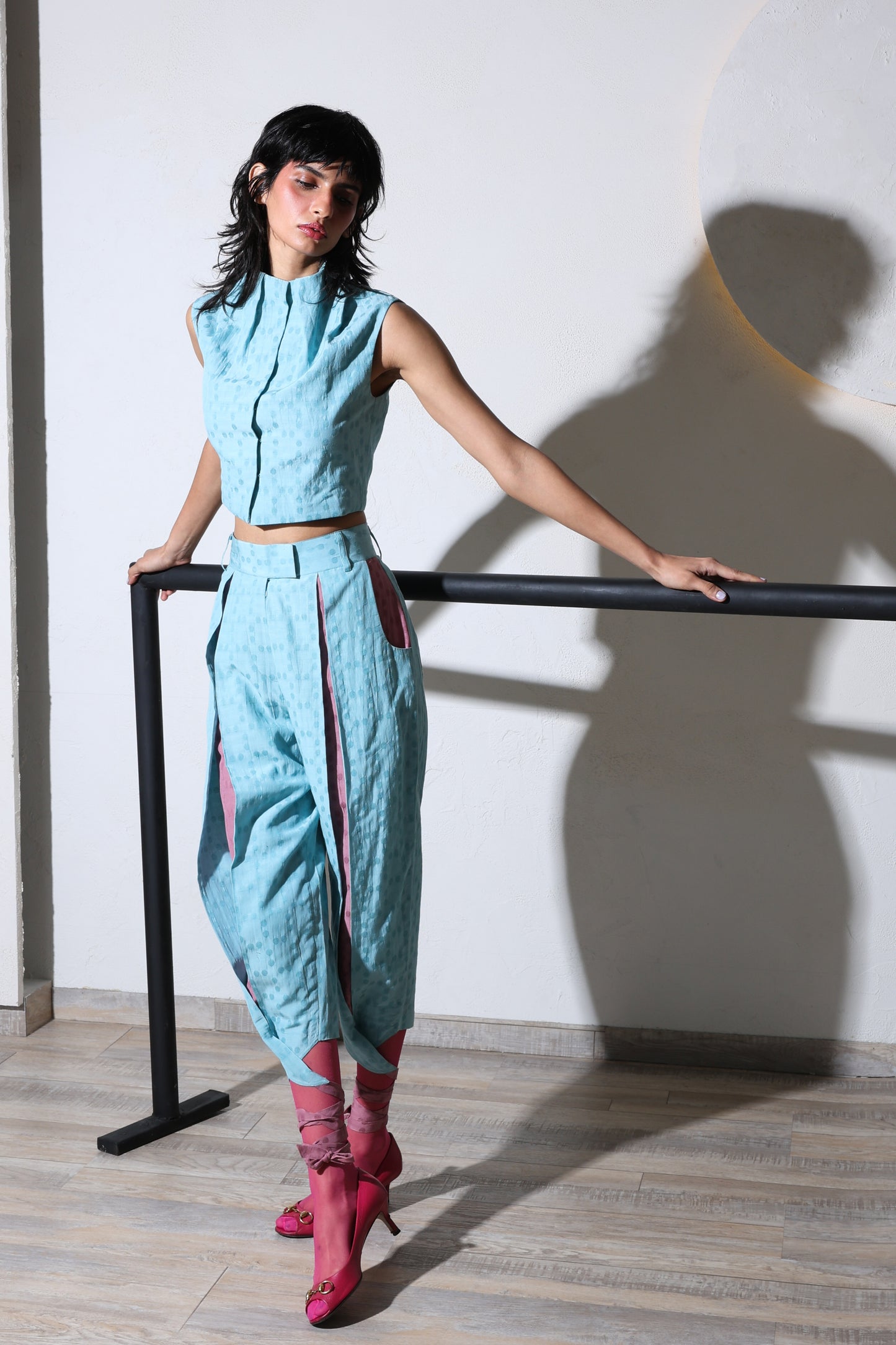 Meguro Crop Top & Double Panel Pants Set
